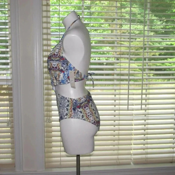 NWT BEACH JOY BIKINI Halter Colorful Print One-Piece Swimsuit Size Large - Picture 2 of 6